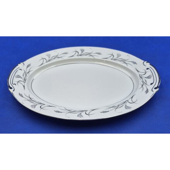 Vintage Harmony House China Platinum Garland 12" Oval Serving Platter Japan - Picture 1 of 9